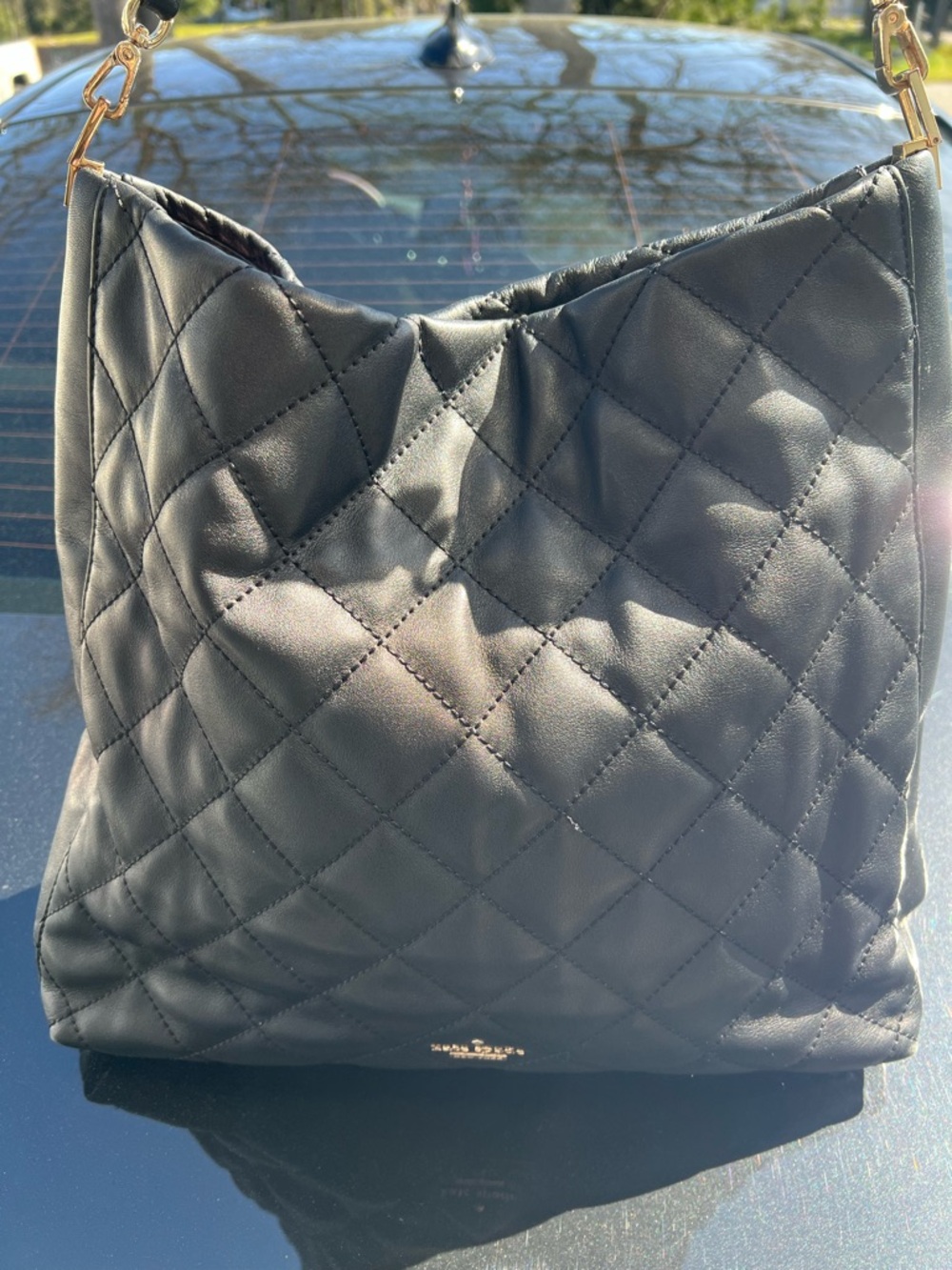 Kate Spade black leather hobo bag